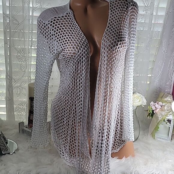1668 Women TODAY Lace Cardigan White ize Medium - Picture 5 of 13